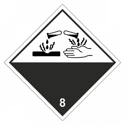 Знак опасности. Класс 8.1, 8.2, 8.3. Едкое/коррозионное вещество в Дорожной инфраструктуре